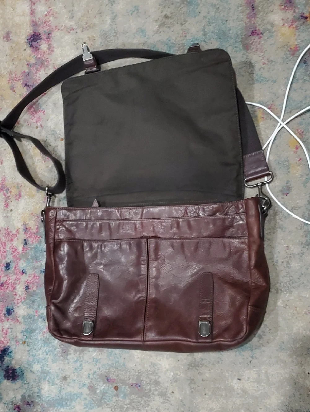 Fossil Mens Brown Leather Messenger Breif Bag In Brown